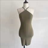 Pure Desire To Hang Neck Sleeveless Dress Bottom Dress Tight Body Slim Bag Hip Dress Sexy Short Skirt Hot Girl South Korean Body