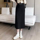 French Cank Open Knitted Half Dress Women's Autumn And Winter High-Waisted Hip Straight Skirts In The Long Thin A-Word Skirt