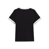 Spring New Simple Flower With Simple Flower Collar Collar Short T-Shirt 5644863
