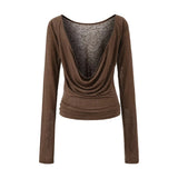 Pure Hot Girl Hanging Neck With Chest Cushion Small Vest Temperament Outside Swing Long Sleeve Hood T-Shirt Hottie Two Sets Of Women