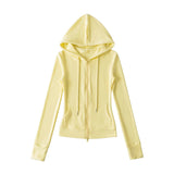 Relaxing Deheder Red Sports Set Long Sleeved Hooded Zippered Coat Lazy Loose Drawn Legs