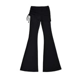 Spice Girls Summer New Side Draw Rope Hanging Yoga Trousers Low Waist Slim Slim Thin Trumpet Trousers