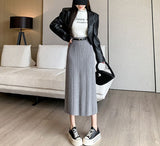 French Cank Open Knitted Half Dress Women's Autumn And Winter High-Waisted Hip Straight Skirts In The Long Thin A-Word Skirt