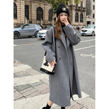 Imitation Cashmeet Coat Woman 2025 Autumn And Winter New Korean Version Of Loose Medium And Long-Term Hepburn Wool Coat Woman