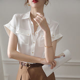 2025 New Small Chiffon White Shirt Casual Women's Summer Thin Design Temperament Blouse