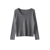 Good Quality Autumn New French Simple Style Temperament Collar Slim Thin Long Sleeve Knitted Shirt For Women