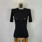 Summer Slim Slim Slim Slim Sleeve Top Woman New Sexy Round Neck Five-Sleeved T-Shirt Woman