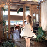 2025 Bow Wave Point Repair Dress French New Sweet Waists Thin Summer Sling Princess Skirt