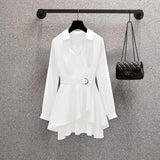 New V-Necked Women's Clothing Ocean Gas To Collect Thin Shirts In The Spring Fat Sister Covered With Meat Reduction Shirt