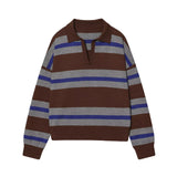 New Casual Loose Striped Knitted POLO Shirt 5536218