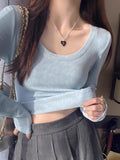 92 People Cotton 8 Spandex U Collar Shoulder Long Sleeves Plus Velvet T-Shirt Girl Body Autumn And Winter Big Neck Collar Inside The Top