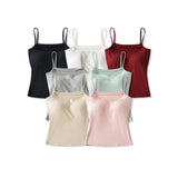 Hottie Style Solid-Colored Body With Chest Pad Sling Vest Women 2026 Summer New Irregular Bottom Short Top