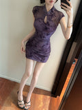 New Chinese Style Improved Cheongsam Dress Gentle Wind Beautiful Body Repair Kite Short Dress 2026 Summer