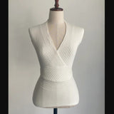 Kits Knitted Shirt Sleeveless Vest Korean New Deep V-Neck Cross-Back Top Women's Summer New Sexy