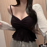2025 Summer New Blouse Pure Hottie Vest Lotus Side Slings In Korea