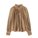 Autumn New Dredted Loose-Fitting Long-Sleeved Shirt Top 1297202
