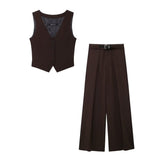 Side Fork Vest 2010702 Belt 100 Fold Comfortable Leisure Trousers 4661505 Set