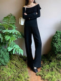 High-End Fashion Knitted Set Women's 2025 Autumn And Winter 2025 New Shoulder Sweater High-Waist Broad Leg Pants Two Sets
