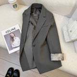 High-Level Design Sense Gray Suit Jacket Women's Spring And Autumn New National Style Printing Casual Temperament Suit