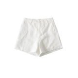 Flax Casual Five-Point Short Women 2026 Summer New Solid Color High-Waist Pocket Thin A-Word Broad-Legged Hot Pants