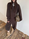 Lazy Fashion Knitted Suit Women's Autumn And Winter New Loose Thin V-Neck Blouse Casual Trousers Set