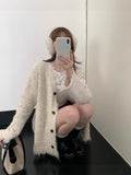 Korean Milk Whirling Soft Sweater Cardigan Dress Woman 2025 New Autumn And Winter Lazy Loose Warm Long-Sleeved Knit Coat