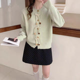 National Style Design Buckle Round Collar Knitted Jersey Women's Spring And Autumn New Fashion Loose Leisure Sweater