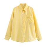 Summer New Four-Color Striped Single Pocket Dress Loose Casual Shirt