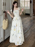 Gentle Wind Beautiful Unique Tea Break French Broken Flower Dress Fairy Summer High Sense Seaside Holiday Dress