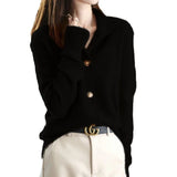 2025 Retro Spring And Autumn Solid Color New Knitted Cardigan Casual Free-Fitting Loose Coat Woman