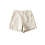 Flax Casual Five-Point Short Women 2026 Summer New Solid Color High-Waist Pocket Thin A-Word Broad-Legged Hot Pants