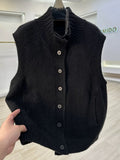 Knitted Vest Women's New 2025 Spring And Autumn And Winter Loose Large Size Outside The High-Neck Vest Sweater Open T-Shirt Shoulder Jacket