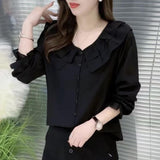New Autumn Round-Neck Shirt Solid Color Slim Long Sleeves Of Korean Version Of The Fashion Explosion Temperament Tat-Shirt