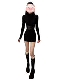 French Black High-Collar Bottom With A Dress Dress Woman 2025 Autumn And Winter Temperament Slim Pocket-Butty Skirt
