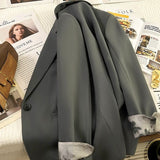 High-Level Design Sense Gray Suit Jacket Women's Spring And Autumn New National Style Printing Casual Temperament Suit