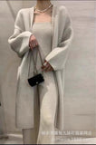 Spring And Autumn Suit 2026 New Sweater Knitted Open Shirt Coat With Chest High Waist Wide Leg Pants Three Sets