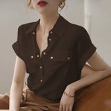 2025 New Small Chiffon White Shirt Casual Women's Summer Thin Design Temperament Blouse