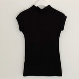 Half-High Collar Vest Sleeveless Top Female High Elastic Tight Body Stature Small High Collar Rice Apricot Temperament