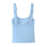 Wide-Shoulder Sling Sling Waistcoat Women Wear Chic Design Elastic Short Inner Sleeveless Top