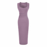Wide Shoulder Strap Pit Strip Dress Women 2026 Summer New Hot Girl Pure Color U Collar To The Waist-Up Dress