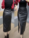 PU Leather Skirt Bag Hip Skirt Half Dress Dress In The Autumn 2025 New Women's Dress A-Shaped Skirt Autumn And Winter Skirt