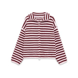 Spring New Striped Double Zipper Knitted Shirt Jacket