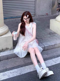 Pure Temperament Famous Sleeveless Hanging Neck Dress Super Fairy Chic Beautiful Brightly Lit Bow Doll Dress Summer