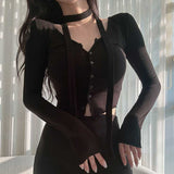 South Korea's Autumn And Winter New Temperament Slim Body Ribbon Dress Design Tight Short Small Cardigan T-Shirt Woman