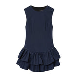 BSK&TRAF Women's Spring 2026 New Fashion Lattice Stacked Decoration Short Dress 4764869