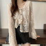 Spring And Autumn 2025 With Sling Skirt Outside The Lace Cardigan Shirt Thin Casual Sunscreen Coat Women Fashion