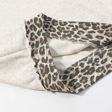 Spring New Casual Loose Leopard Print Splicing Hole Hooded Jacket
