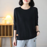 2025 New Round Collar Hooded Sweater Women's Autumn And Winter Knitting Blouse Loose Leisure Bottoming Shirt Simple Knitting Shirt
