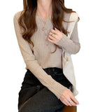 Spring And Autumn New Knitted Knitted Shirt Women Decorate Thin Long Sleeve Bottom Shirt Tops Fashion Inside Sweater