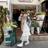 Sweet Age-Down White Sling Dress Women's Summer Holiday Small Loose Cake Long Skirt